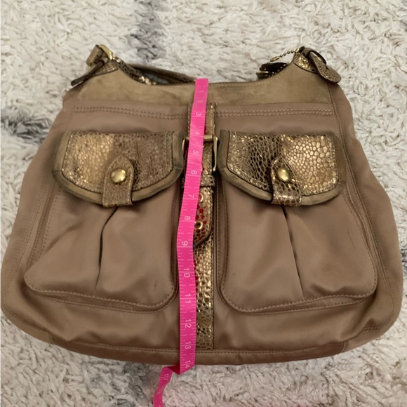 Coach Maggie Madison Gold Bronze Crinkled Leather Hobo Bag 13895 - Picture 15 of 16